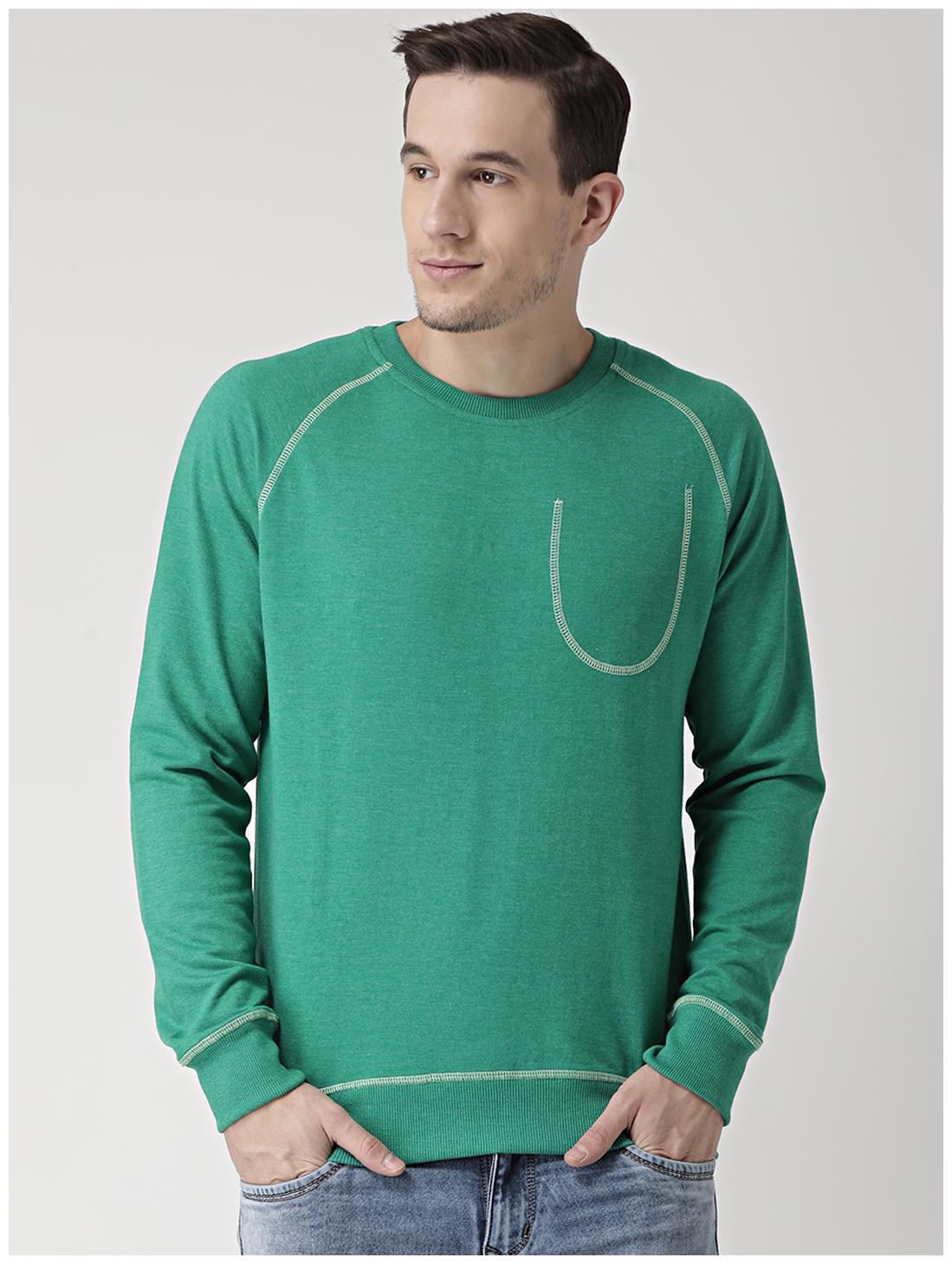 

CLUB YORK Men Green Round neck Sweatshirt