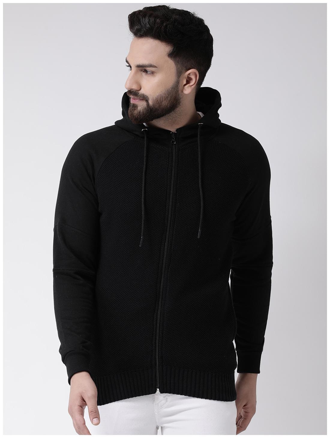 

CLUB YORK Men Solid Black Hoodie