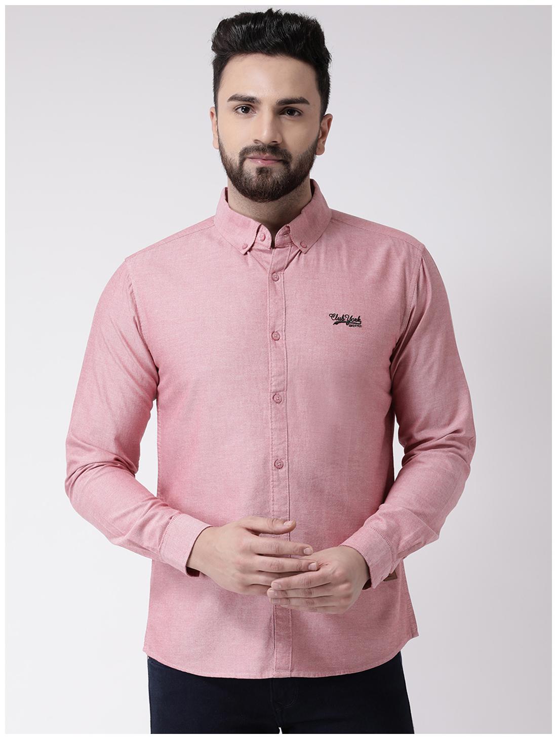 

CLUB YORK Men Pink Solid Slim Fit Casual Shirt