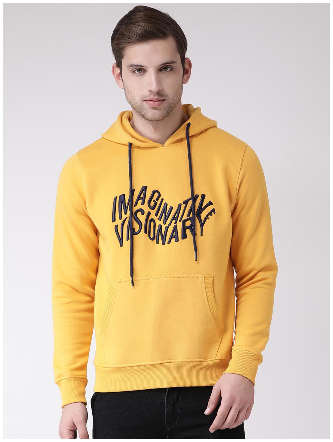 

CLUB YORK Men Yellow Hooded Hoodie