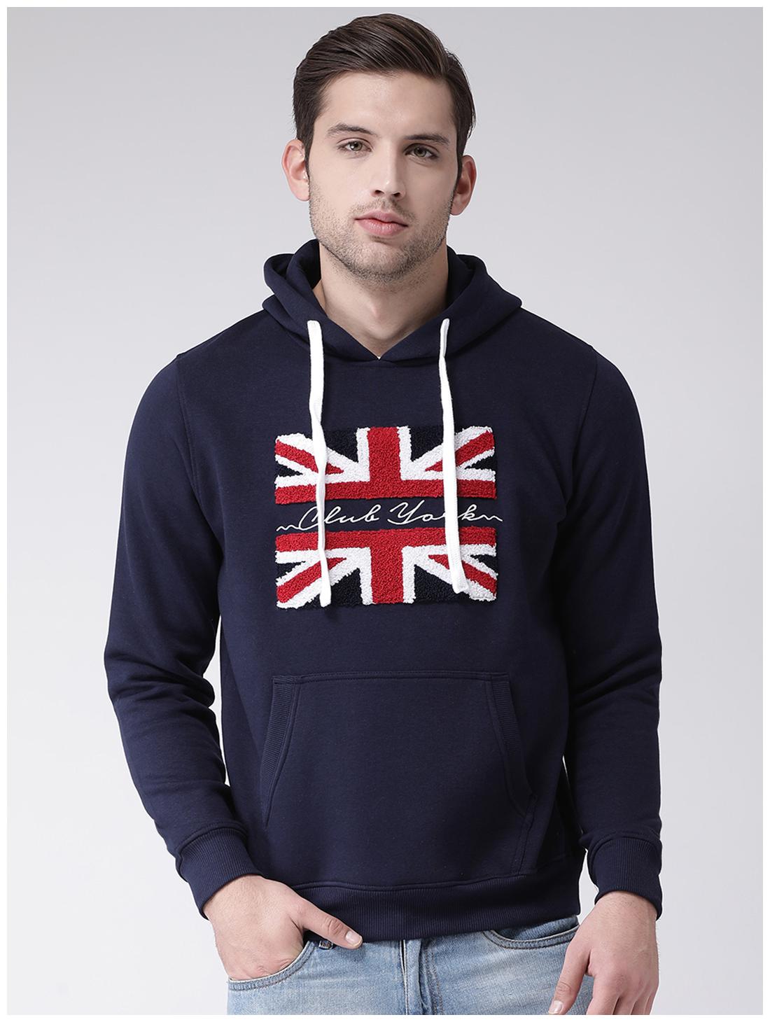 

CLUB YORK Men Blue Hooded Hoodie