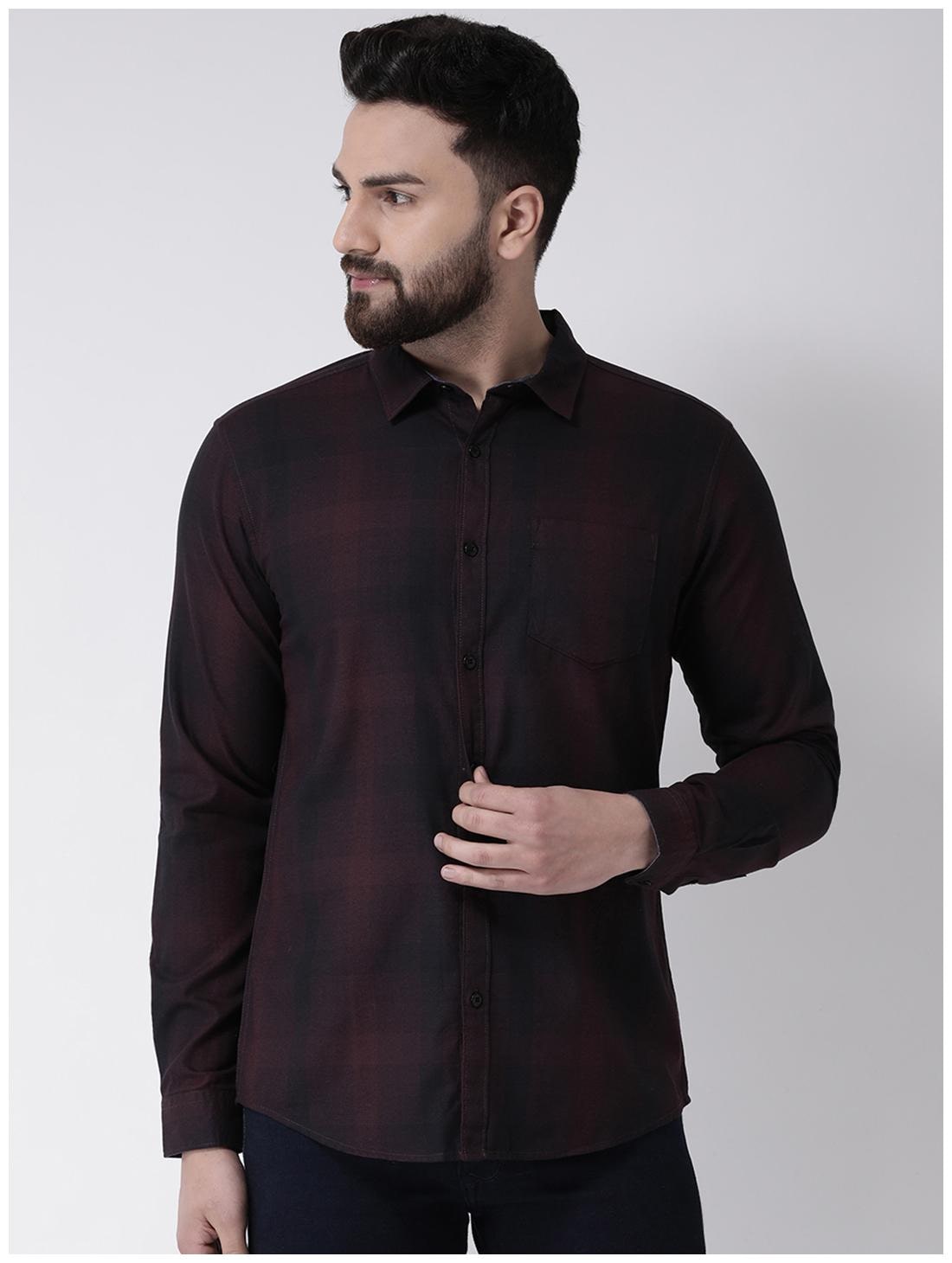 

CLUB YORK Men Maroon Checked Slim Fit Casual Shirt