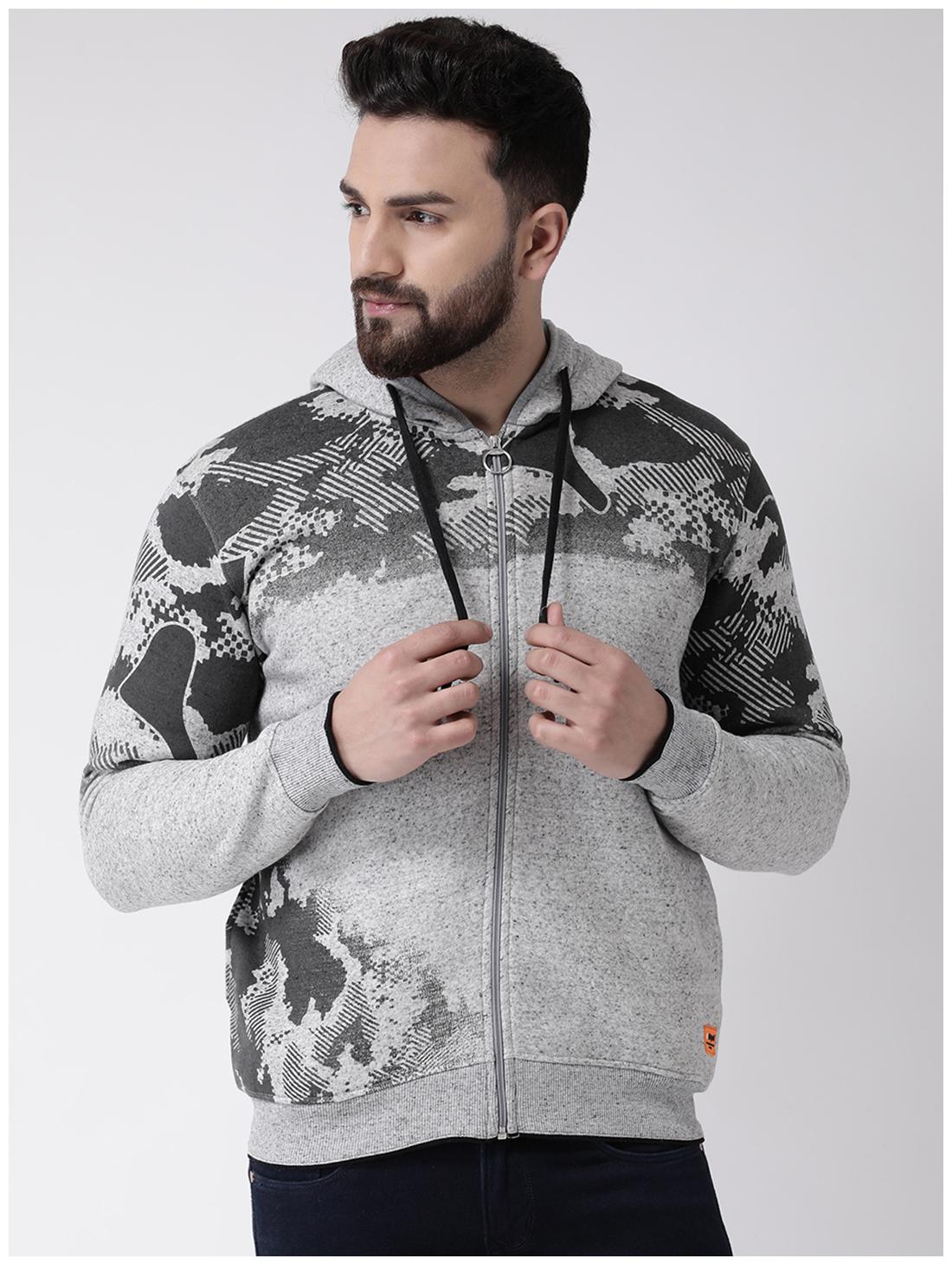 

CLUB YORK Men Printed Grey Hoodie