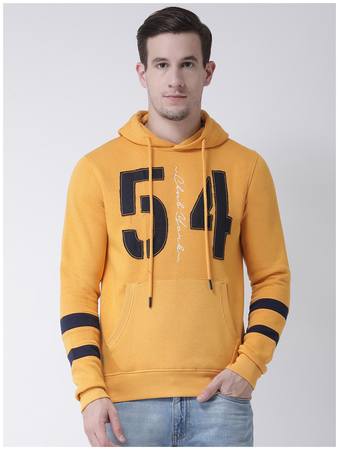 

CLUB YORK Men Yellow Hooded Sweatshirt
