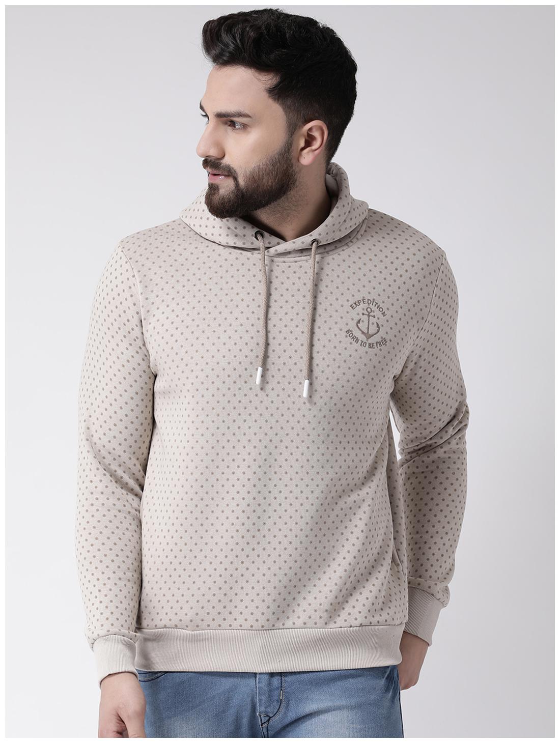 

CLUB YORK Men Printed Beige Hoodie