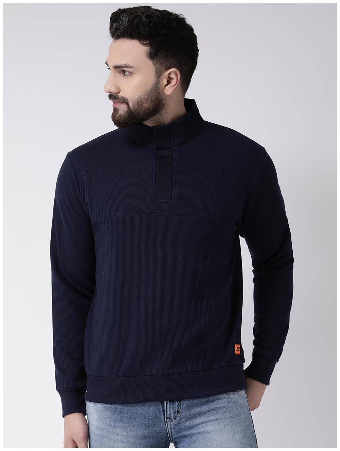 

CLUB YORK Men Solid Blue Sweatshirt