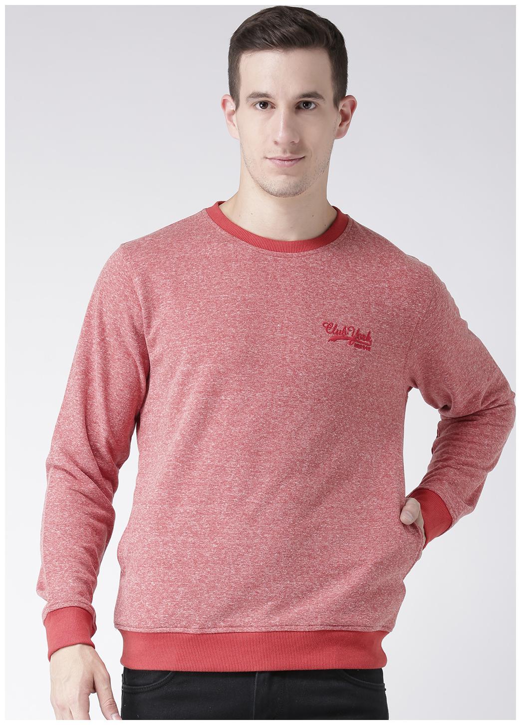 

CLUB YORK Men Red Round neck Sweatshirt Hoodie