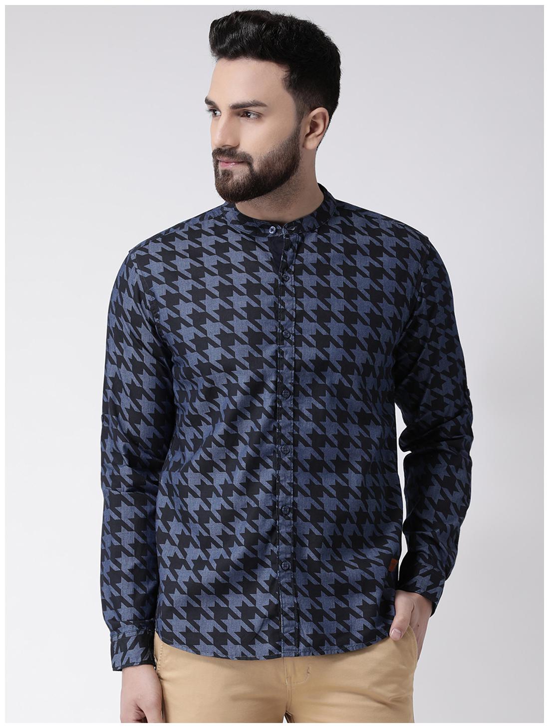 

CLUB YORK Men Blue Printed Slim Fit Casual Shirt