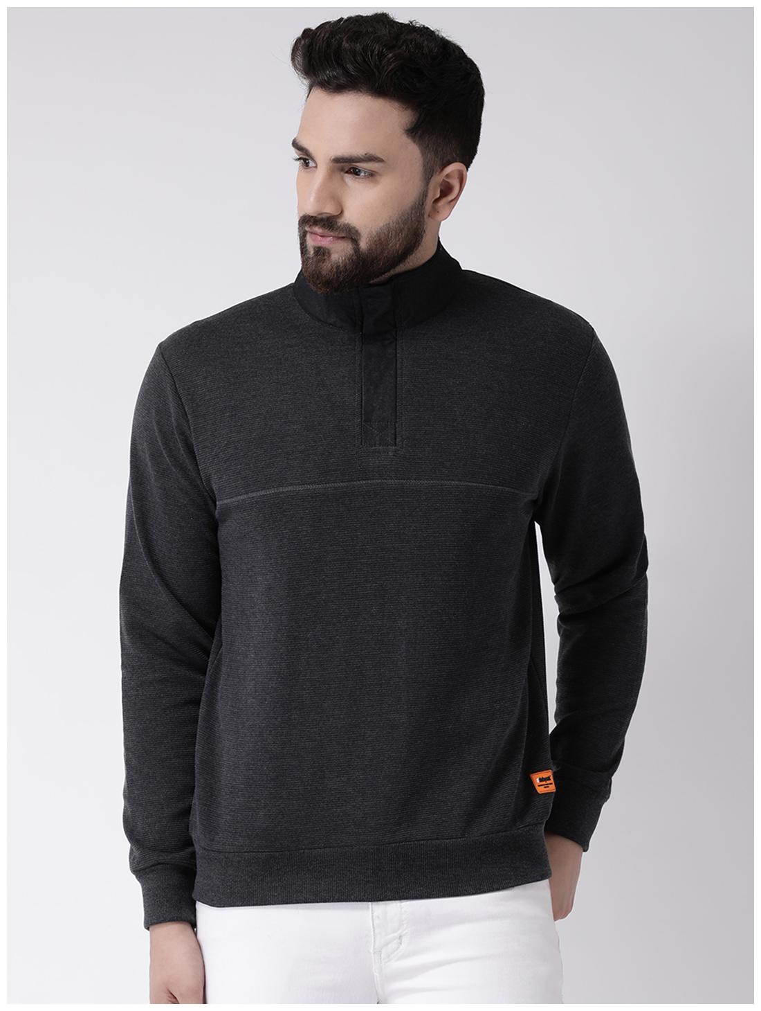 

CLUB YORK Men Solid Grey Sweatshirt