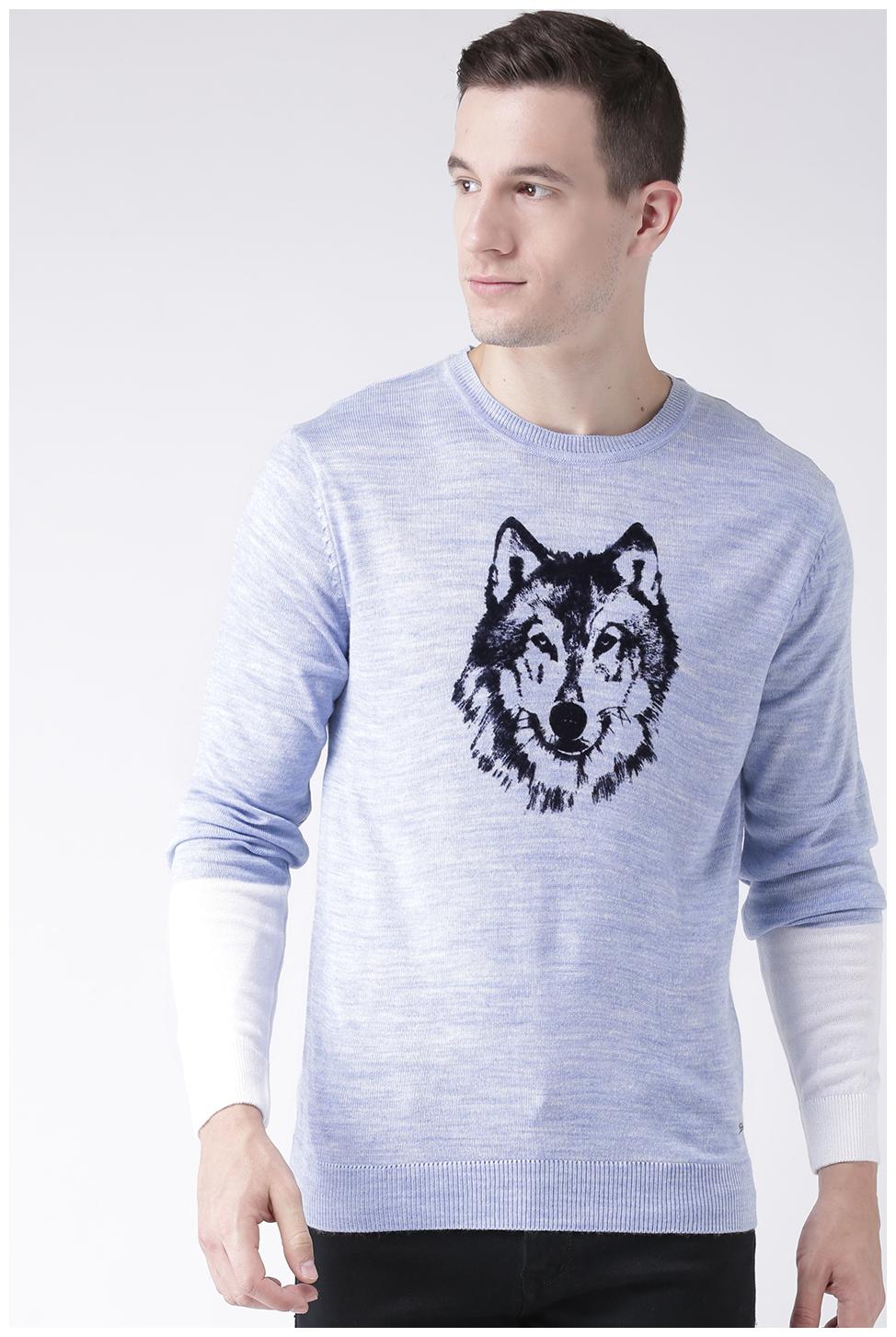 

Club York Men s Long Sleeves Round Neck Quirky Acrylic Sweaters with chest print