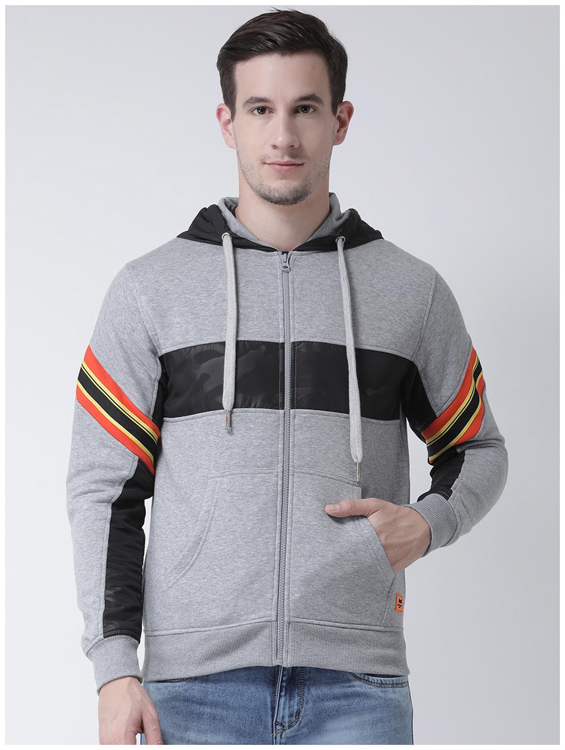 

CLUB YORK Men Grey Hooded Sweatshirt