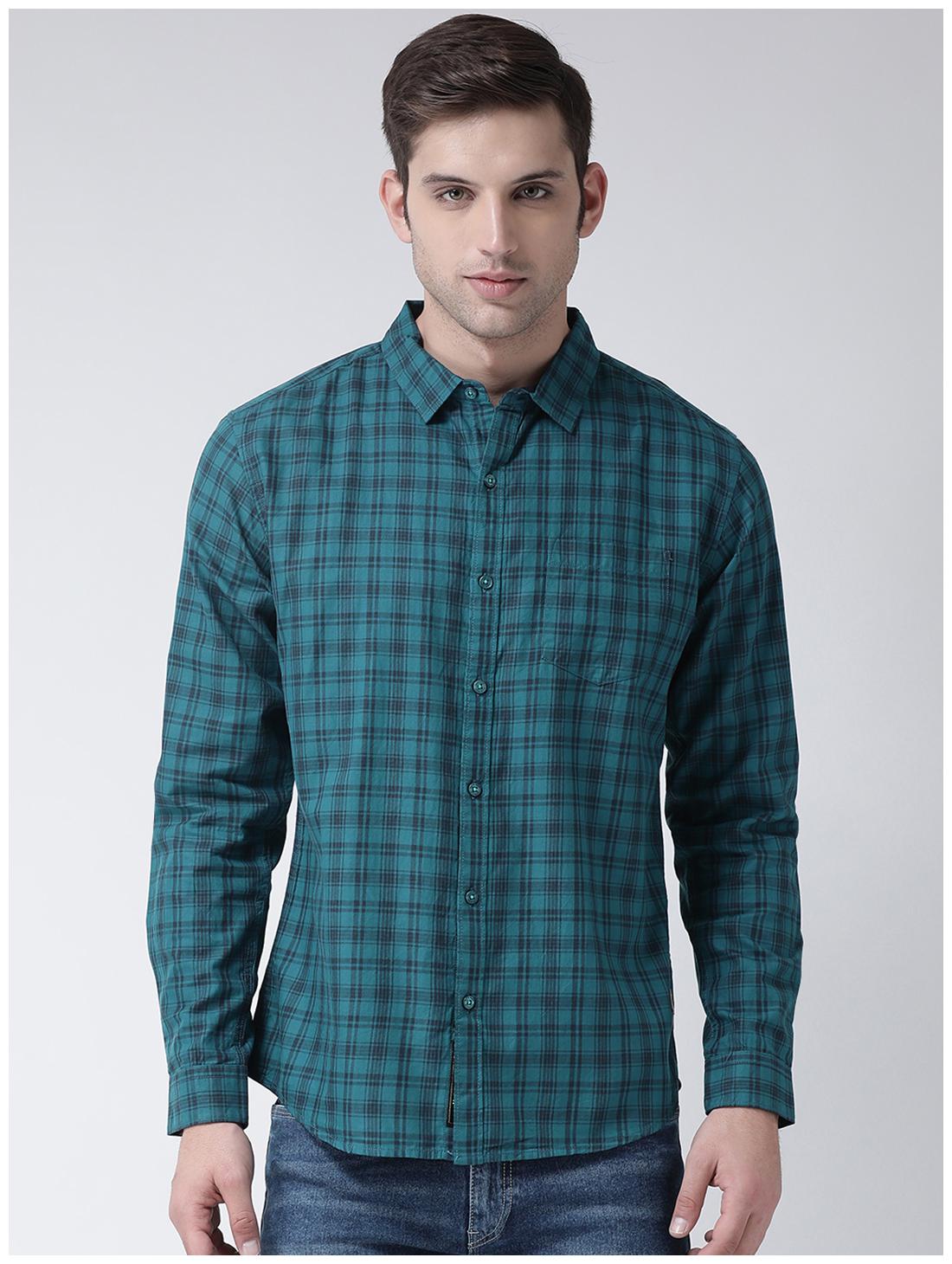 

CLUB YORK Men Blue Checked Slim Fit Casual Shirt