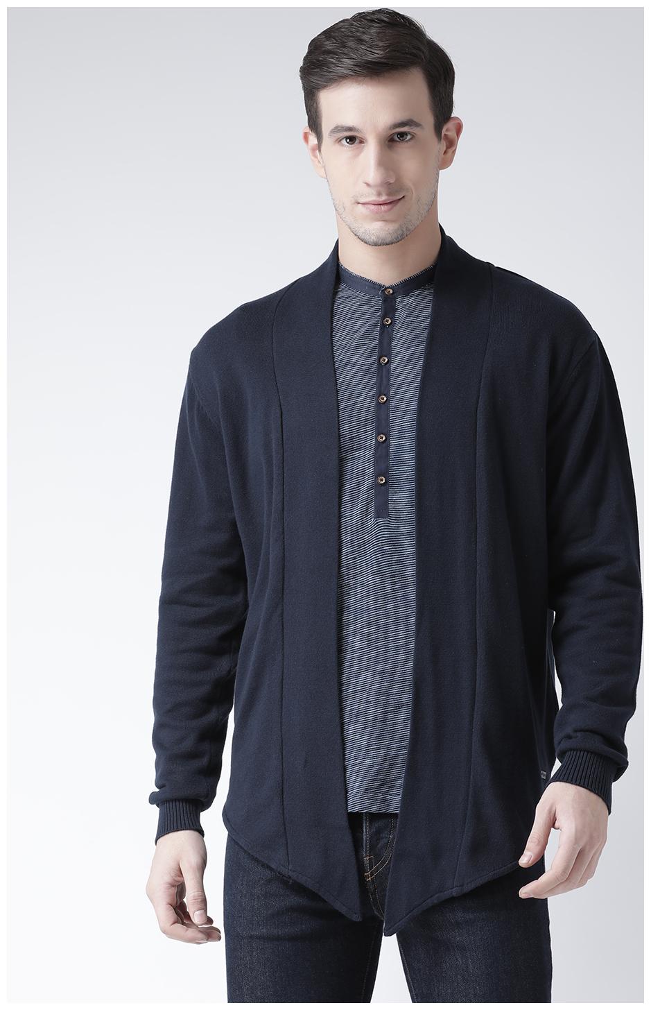 

Club York Men Navy Blue Long Sleeve Solid Shrug