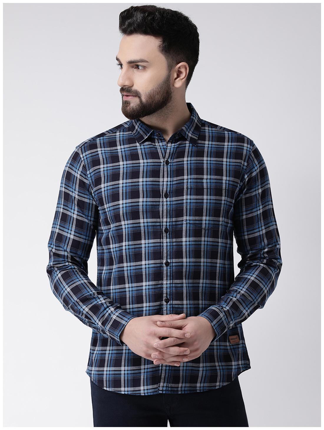 

CLUB YORK Men Blue Checked Slim Fit Casual Shirt