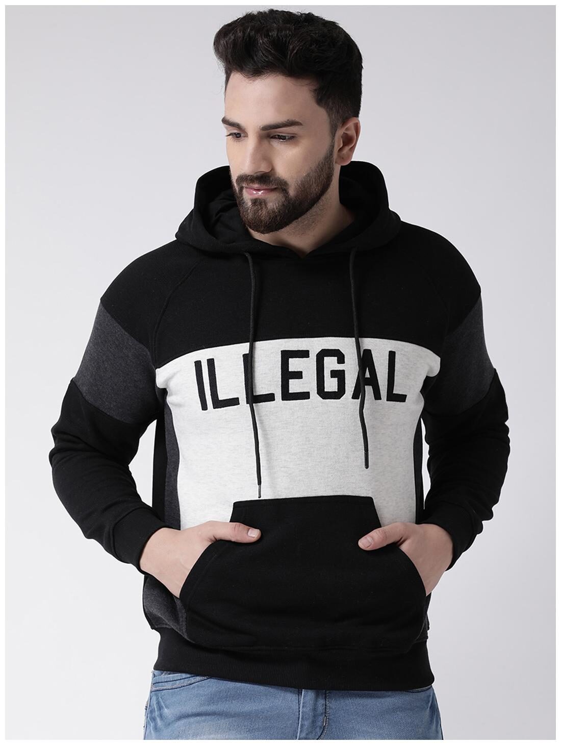 

CLUB YORK Men Colorblocked Black Hoodie