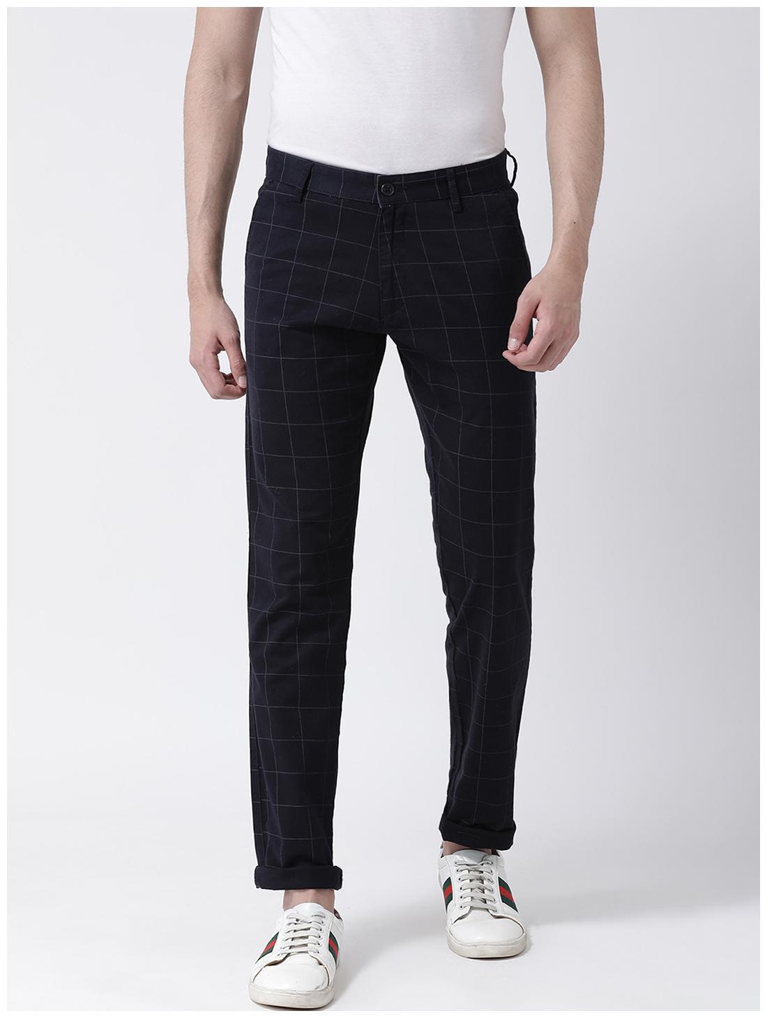 

CLUB YORK Men Navy blue Checked Slim fit Chinos