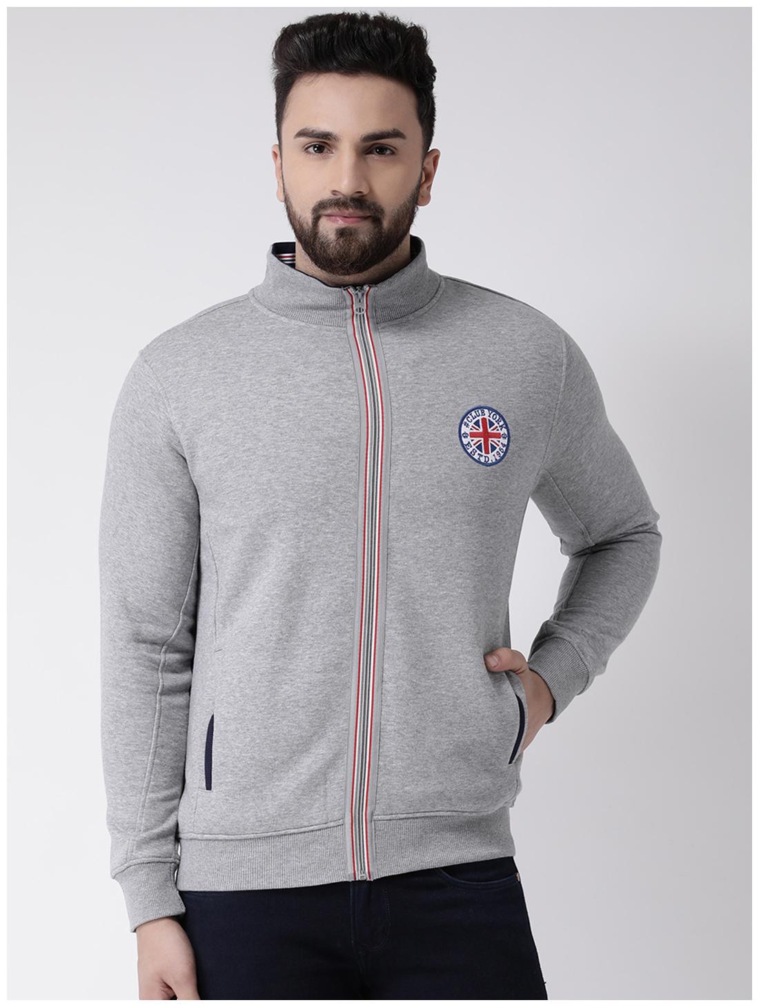 

CLUB YORK Men Solid Grey Sweatshirt