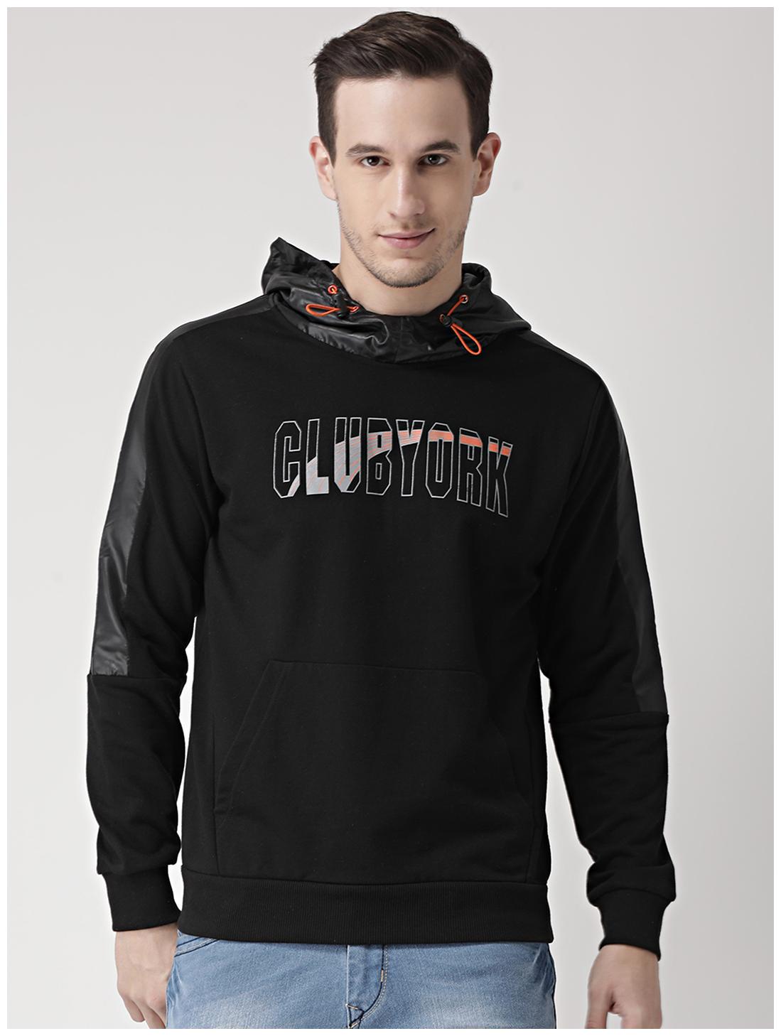

CLUB YORK Men Black Hooded Sweatshirt