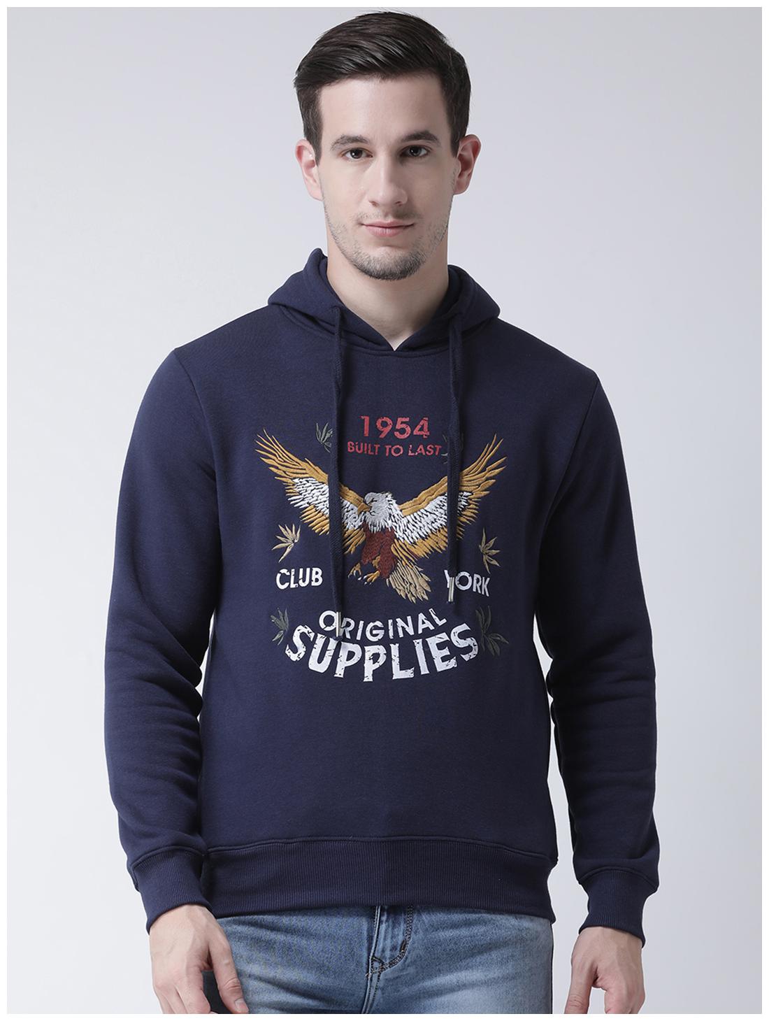 

CLUB YORK Men Blue Hooded Sweatshirt