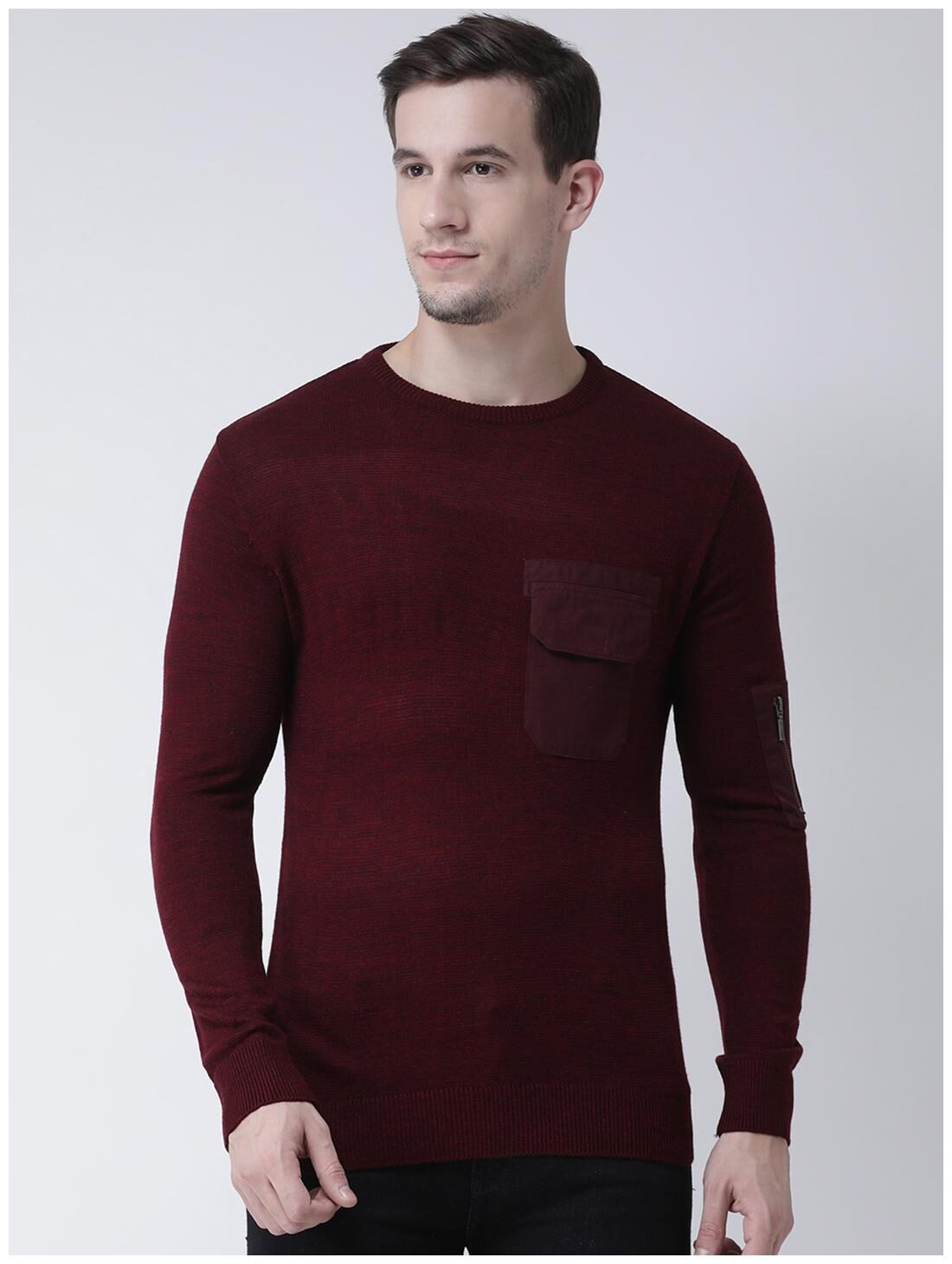 

CLUB YORK Men Maroon Round neck Pullover