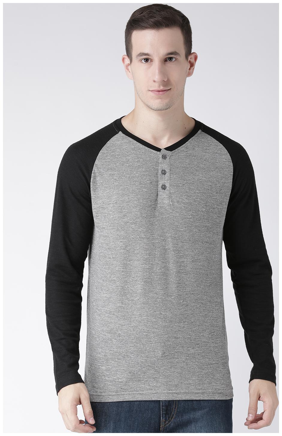 

CLUB YORK Men Grey Regular fit Cotton Blend Henley neck T-Shirt - Pack Of 1