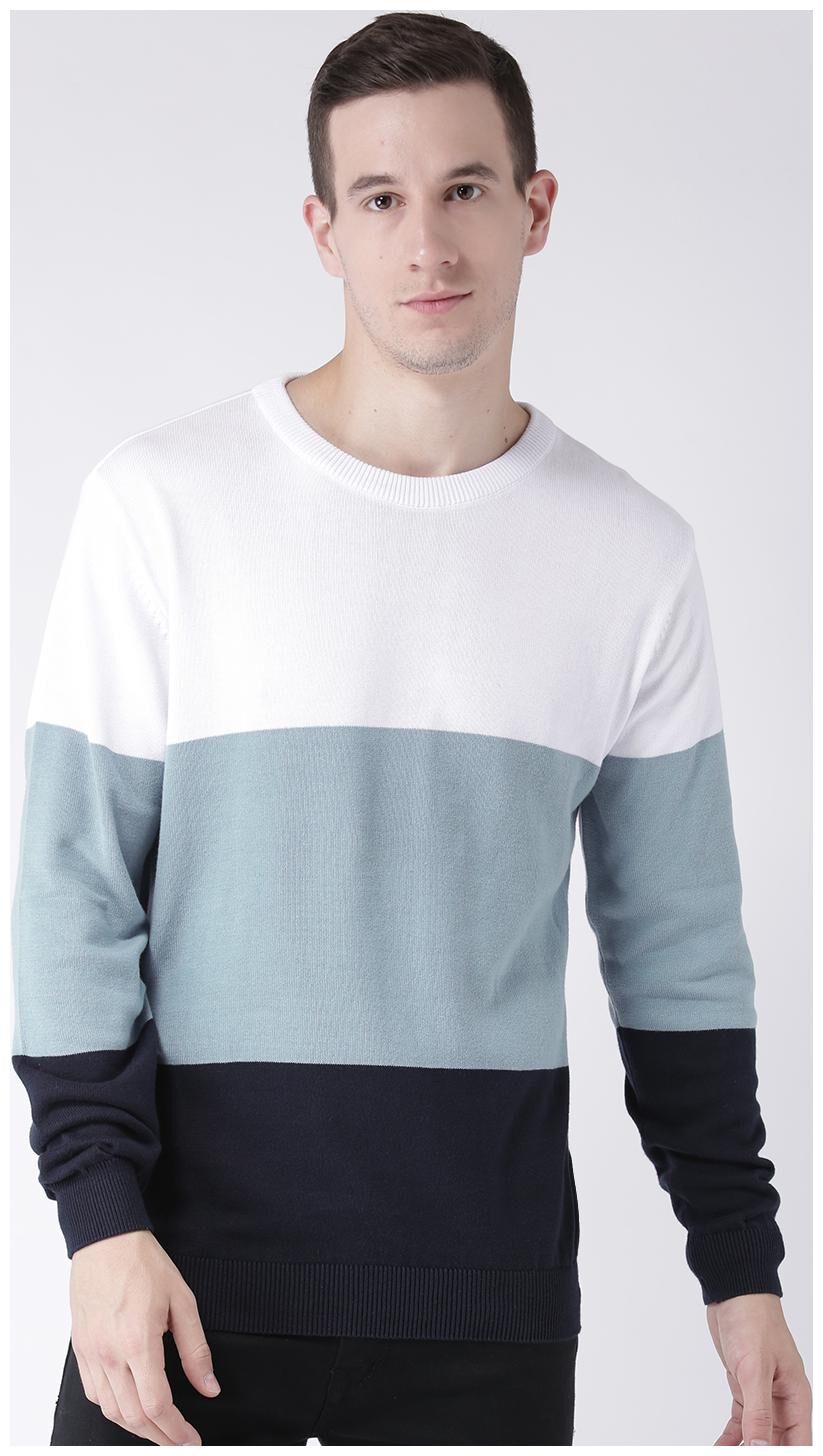 

Club York Men s Long Sleeves Round Neck Colourblocked Acrylic Sweaters