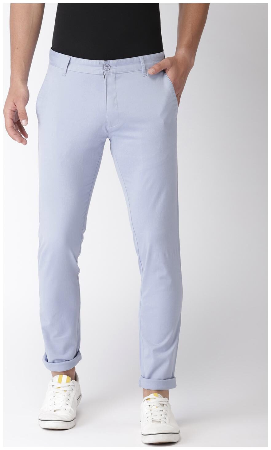 

CLUB YORK Men Blue Solid Slim fit Wrinkle free Chinos