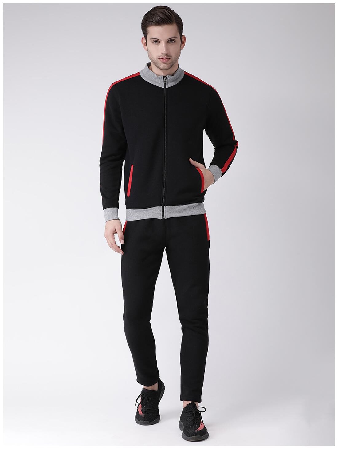 

CLUB YORK Men Black Solid Regular Fit Track Suit