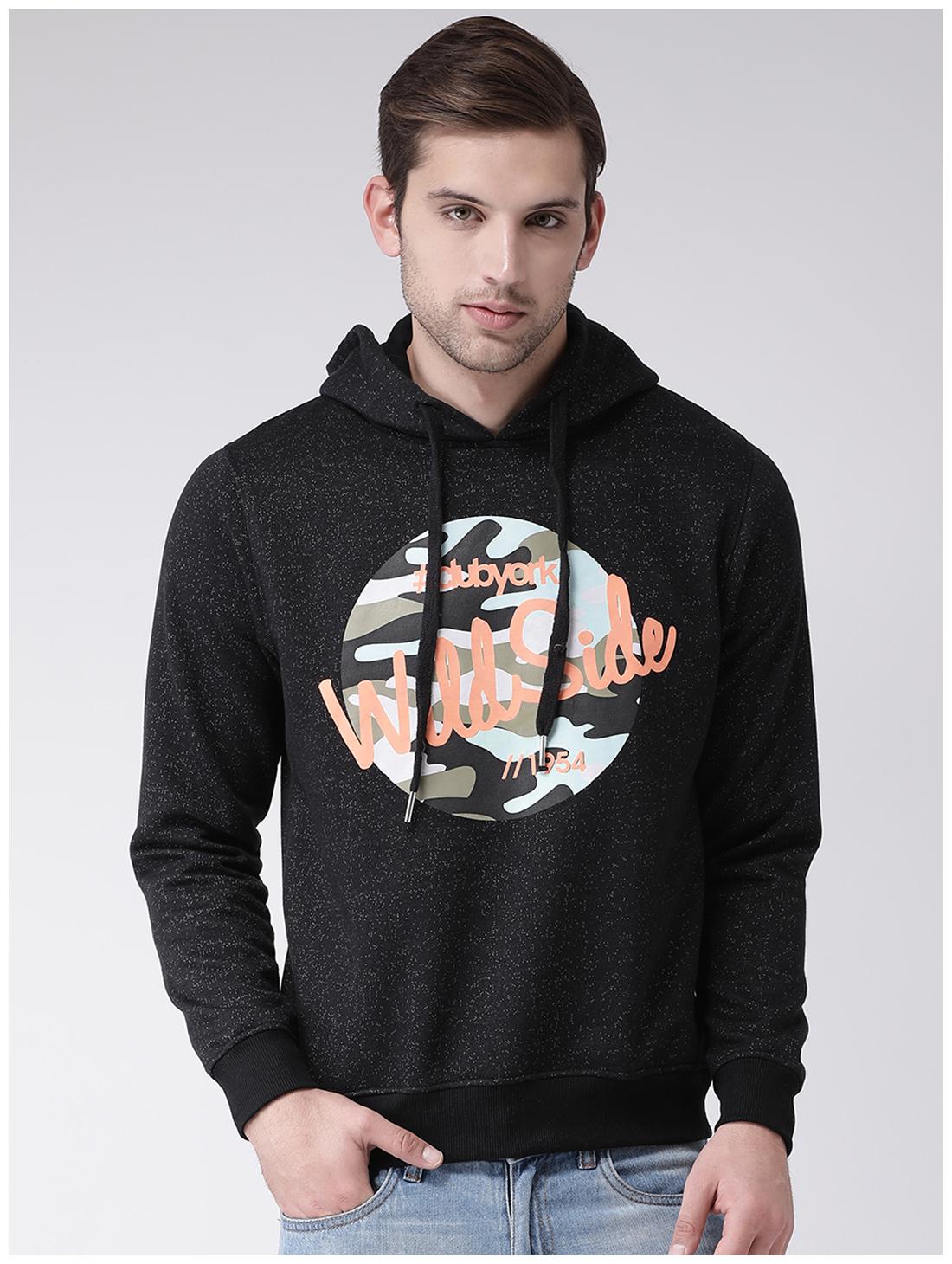 

CLUB YORK Men Black Hooded Hoodie