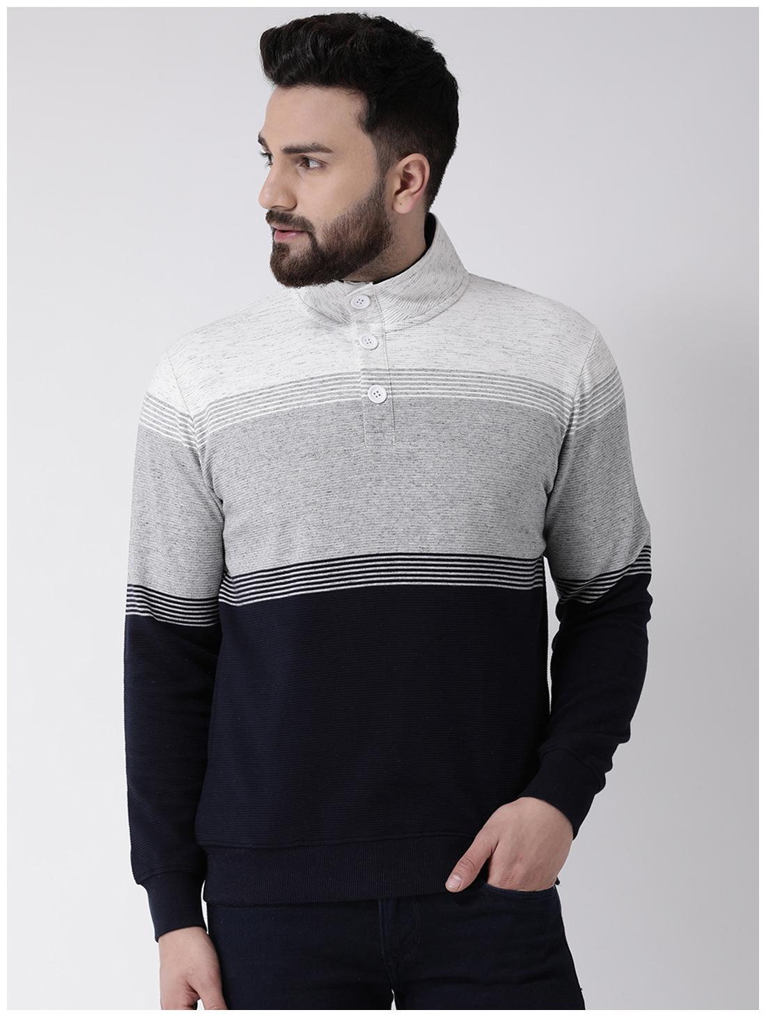 

CLUB YORK Men Striped Blue Sweatshirt