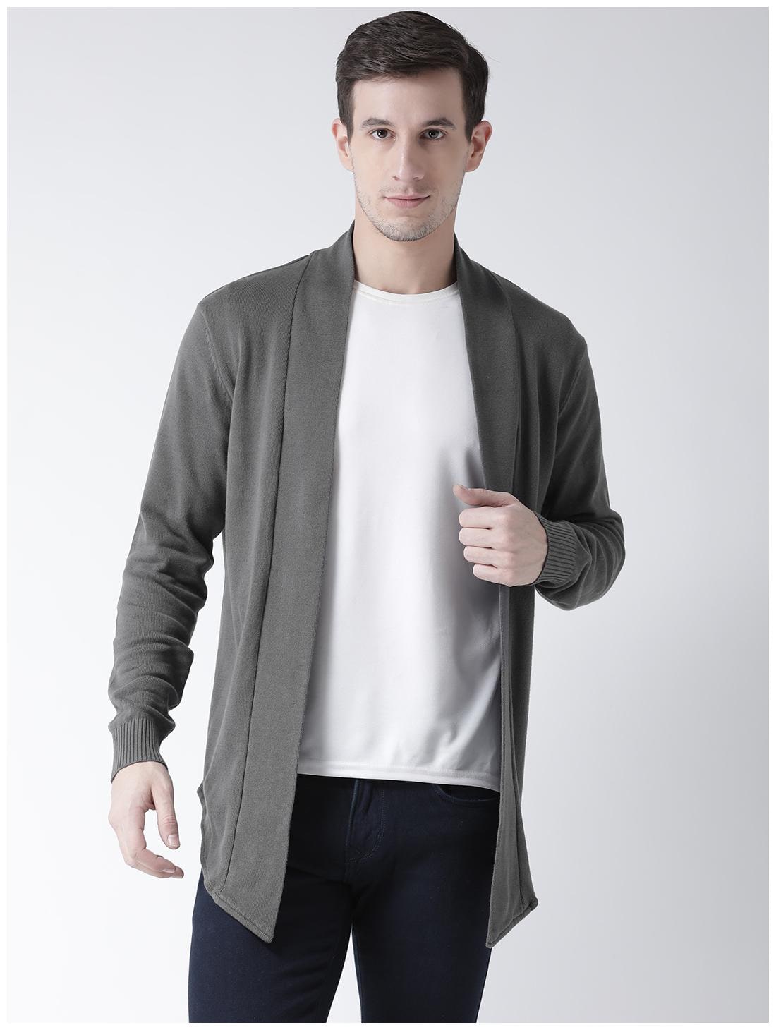 

Club York Men Charcoal Long Sleeve Solid Shrug