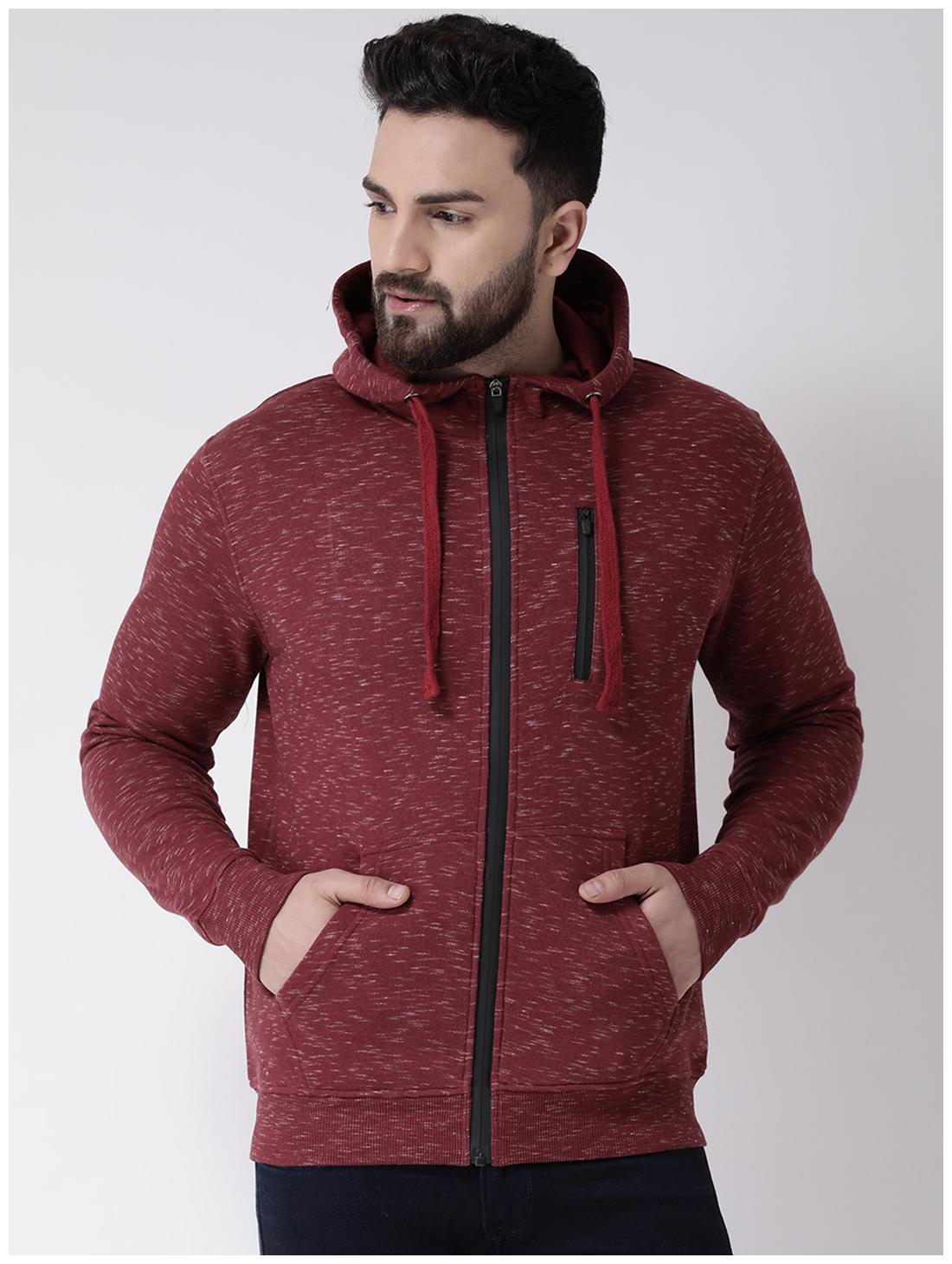 

CLUB YORK Men Solid Maroon Hoodie