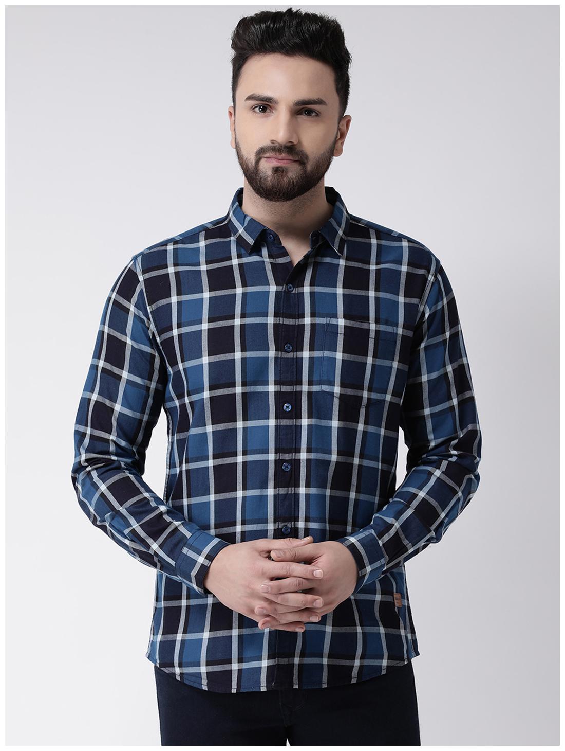 

CLUB YORK Men Blue Checked Slim Fit Casual Shirt