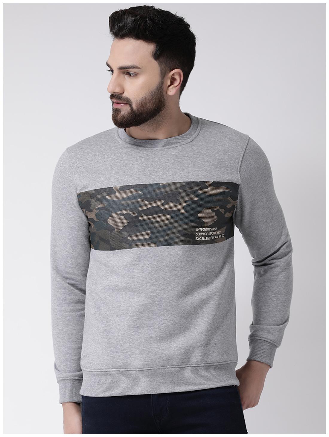 

CLUB YORK Men Printed Grey Sweatshirt