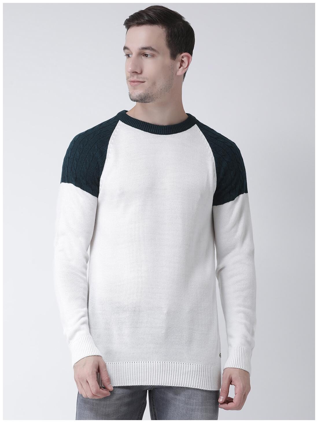 

CLUB YORK Men White Round neck Pullover