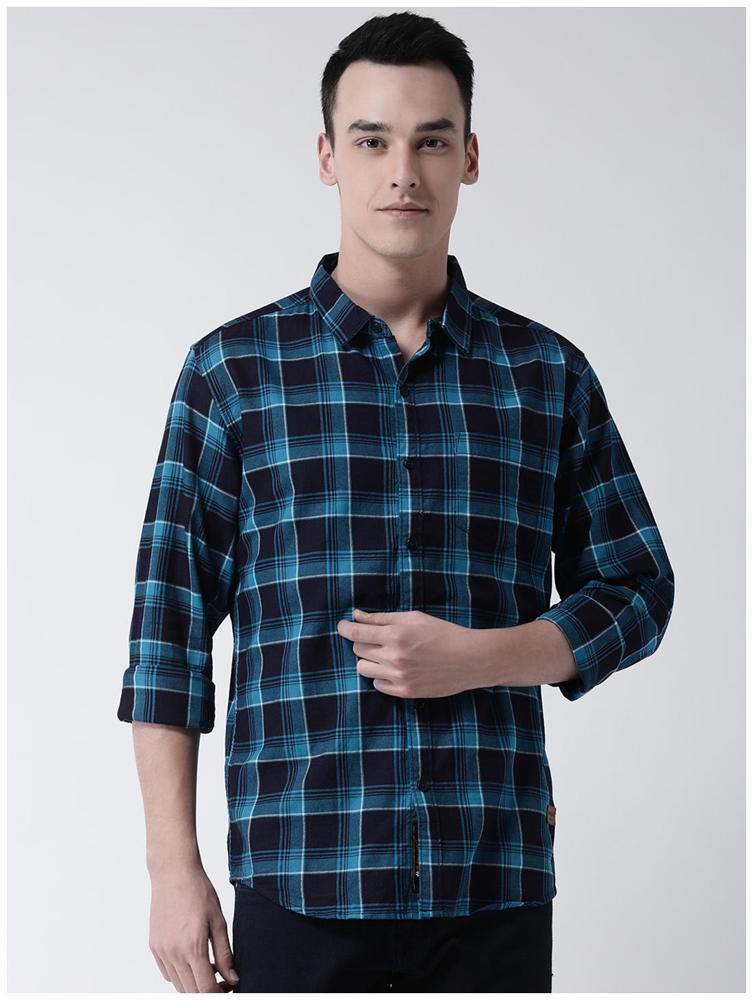 

CLUB YORK Men Blue Checked Slim Fit Casual Shirt