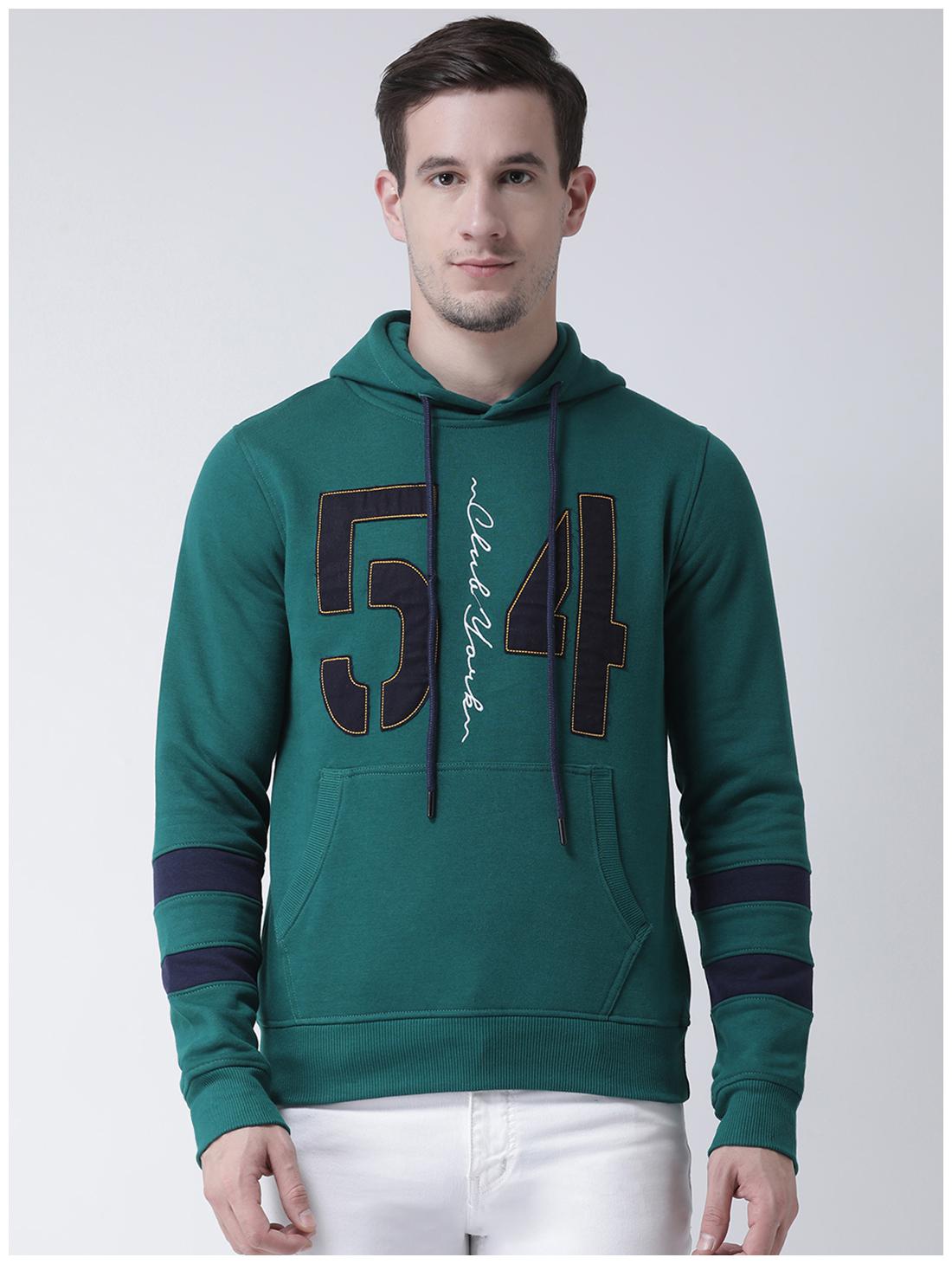 

CLUB YORK Men Green Hooded Sweatshirt