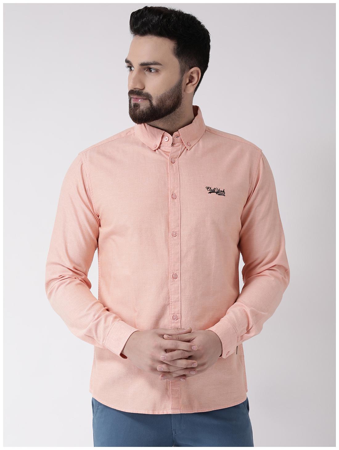 

CLUB YORK Men Orange Solid Slim Fit Casual Shirt