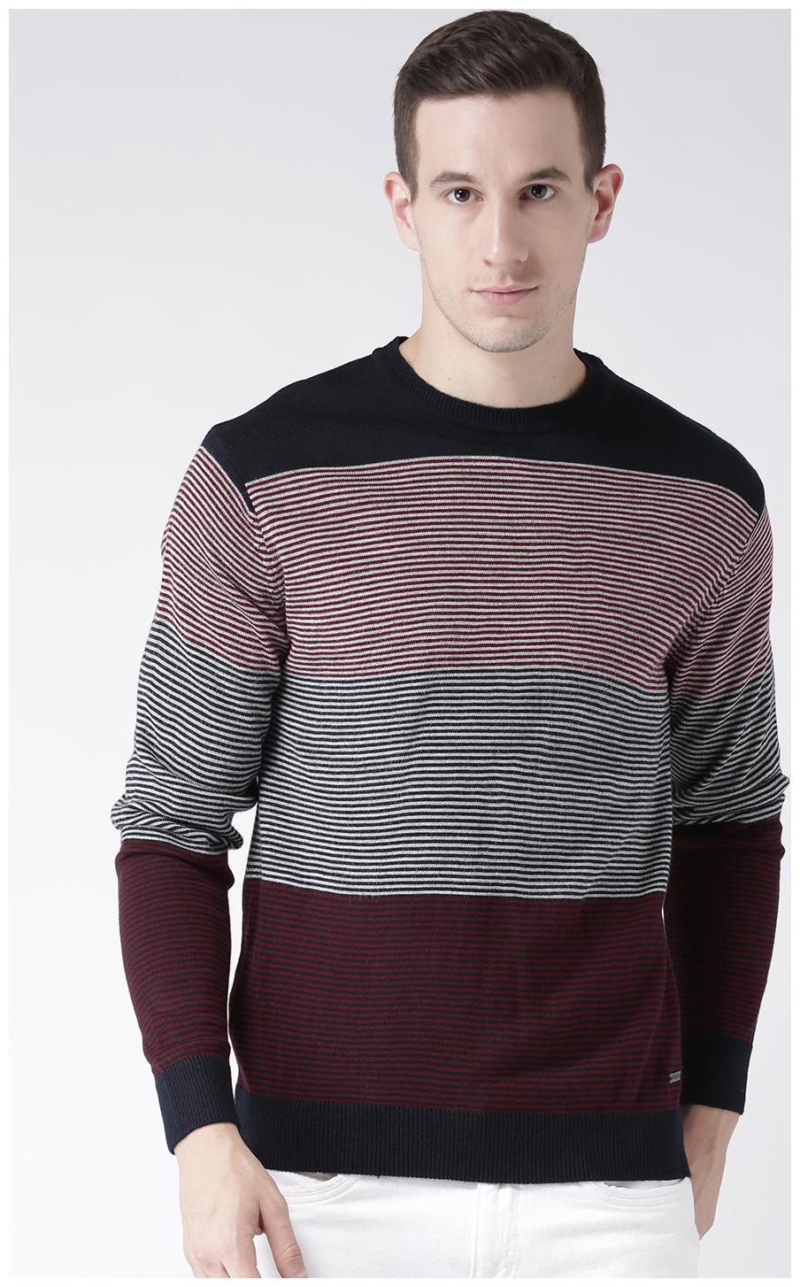 

Club York Men s Long Sleeves Round Neck Colourblocked Striper Acrylic Sweaters