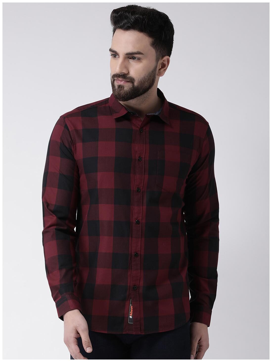 

CLUB YORK Men Maroon Checked Slim Fit Casual Shirt