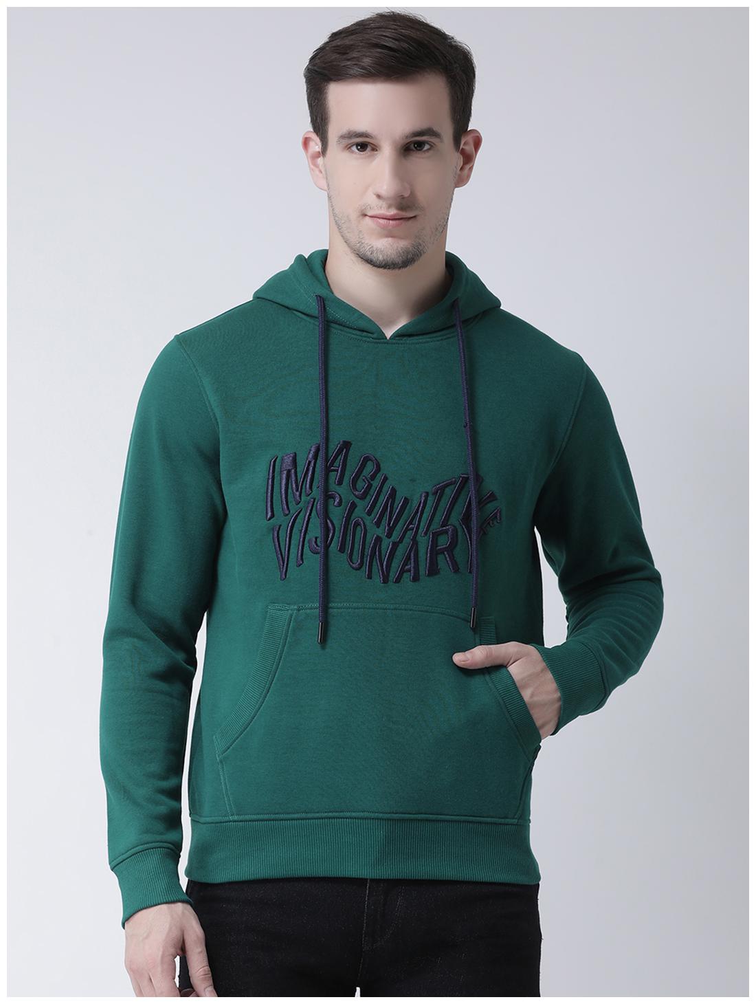 

CLUB YORK Men Green Hooded Sweatshirt