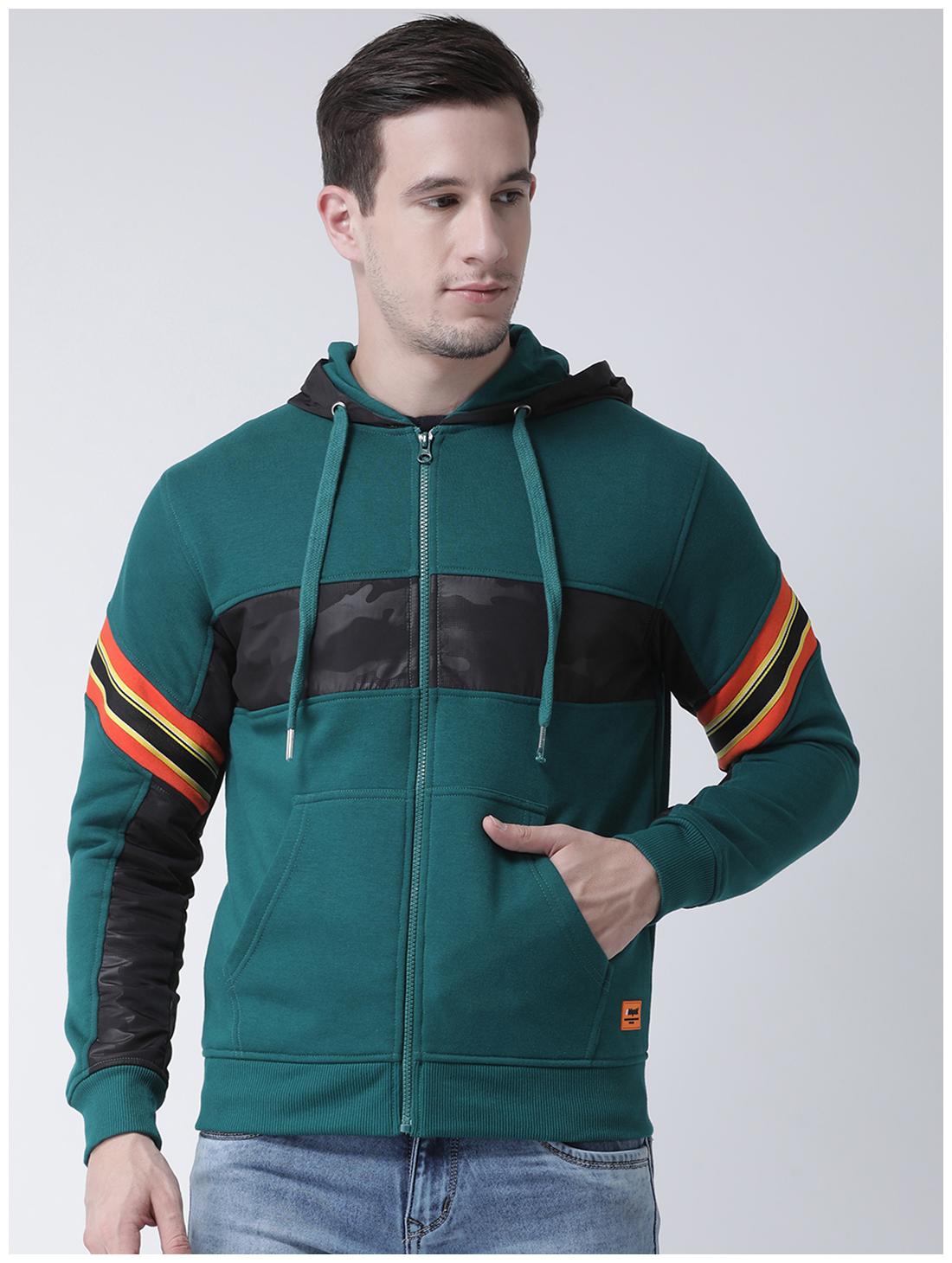 

CLUB YORK Men Green Hooded Sweatshirt