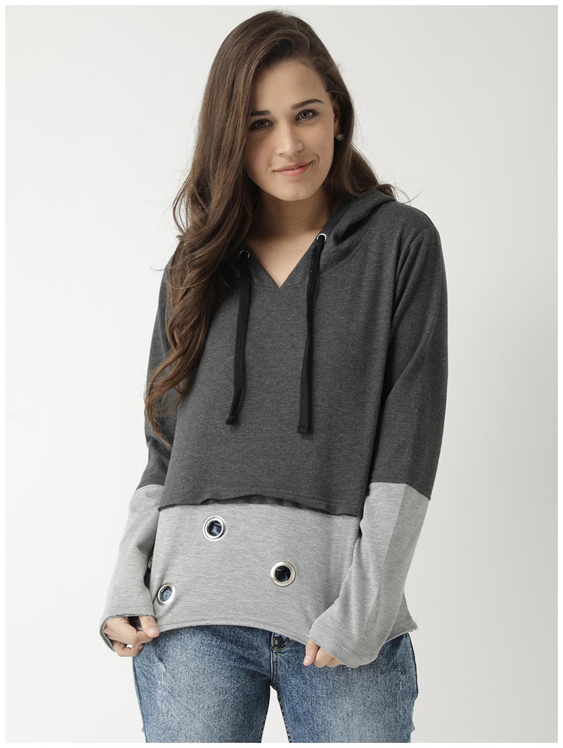 

CLUB YORK Women Solid Sweatshirt - Grey