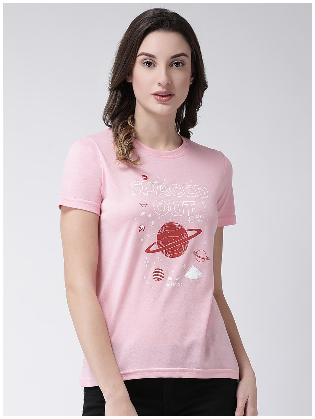 

CLUB YORK Women Pink Regular fit Round neck Blended T shirt