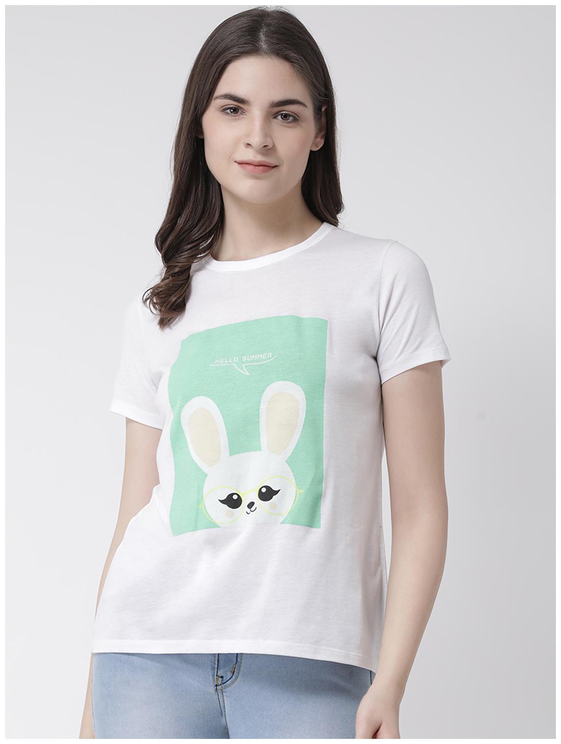 

CLUB YORK Women White Regular fit Round neck Blended T shirt