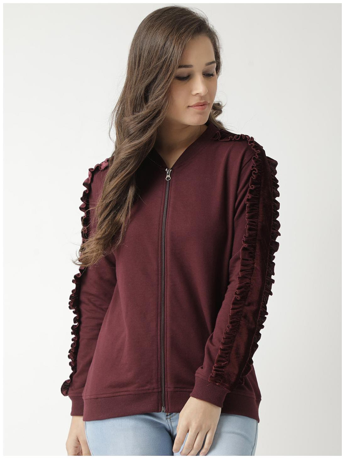 

CLUB YORK Women Solid Sweatshirt - Maroon