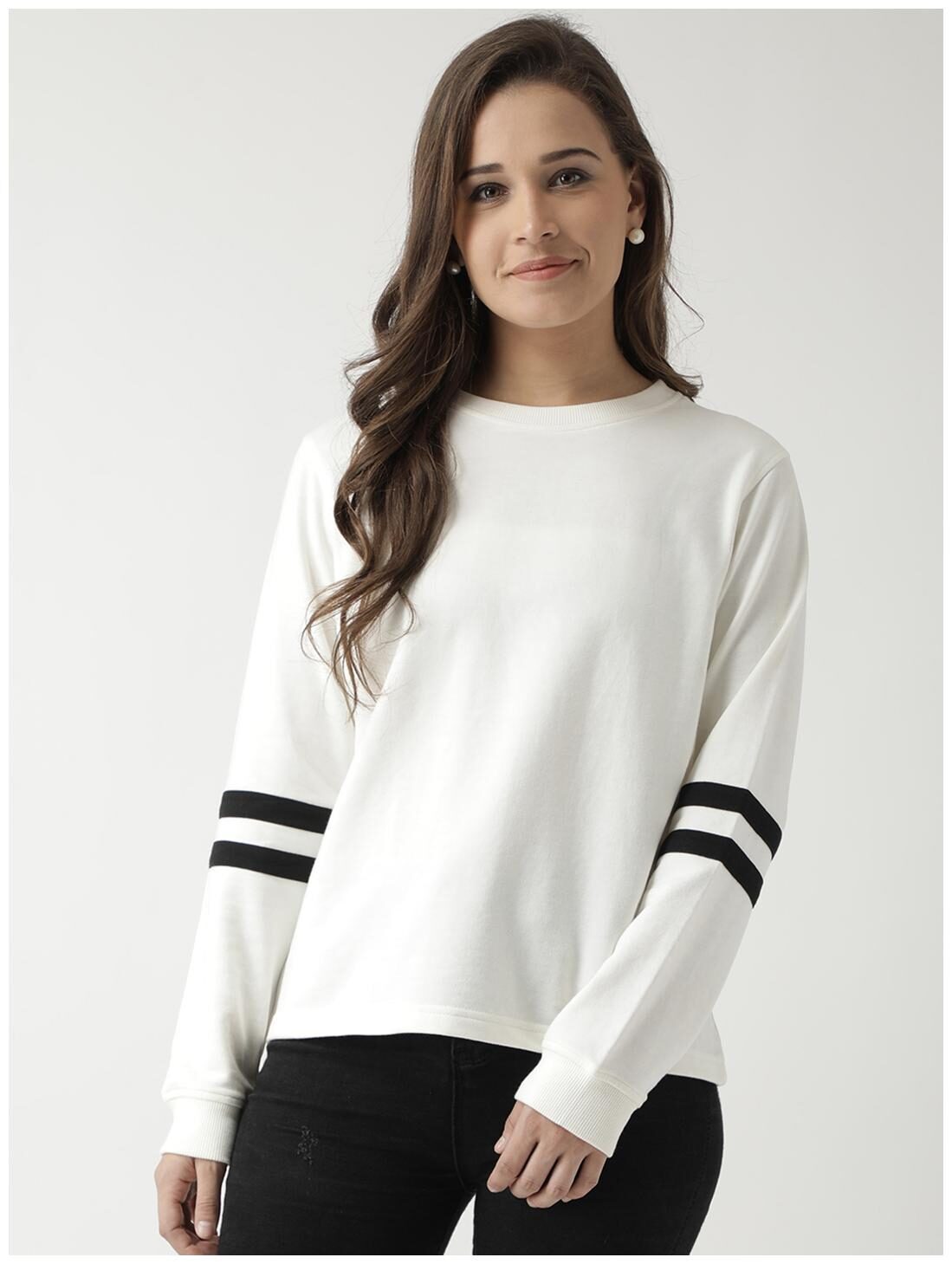 

CLUB YORK Women Solid Sweatshirt - White