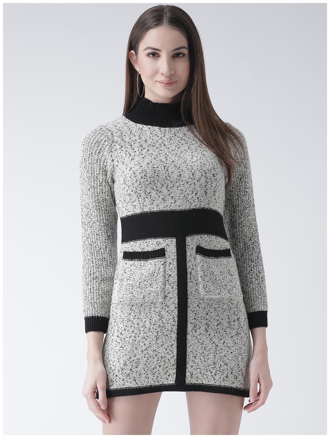 

CLUB YORK Grey Self design A-line dress