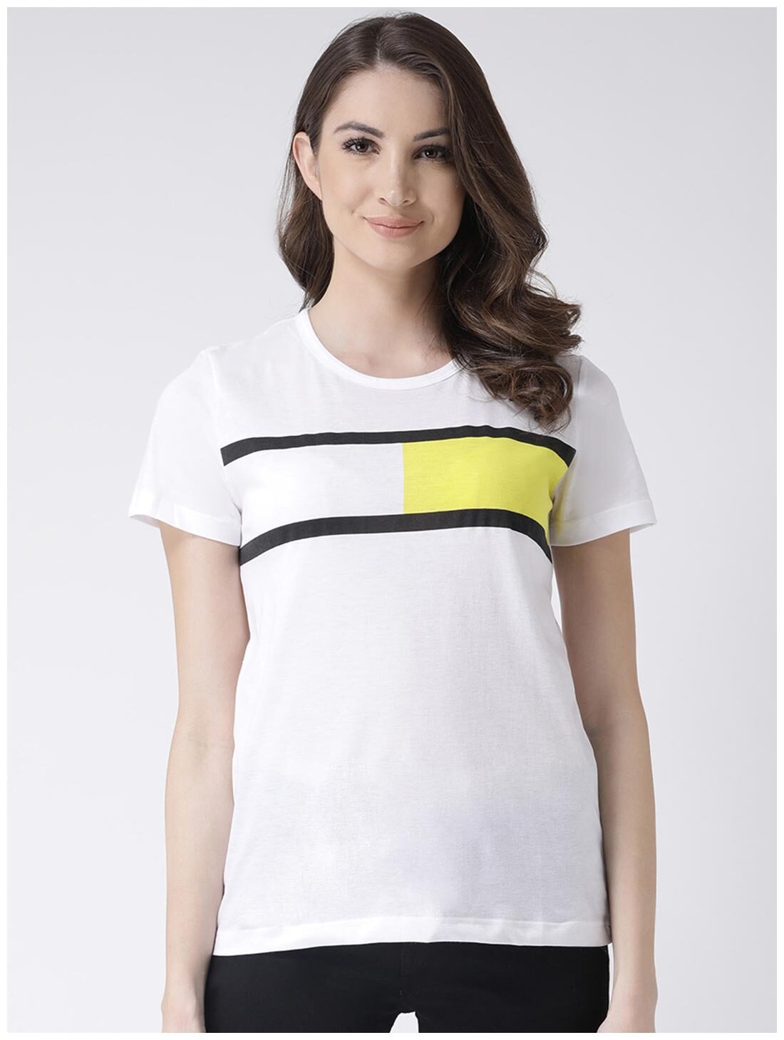 

CLUB YORK Women White Regular fit Round neck Blended T shirt