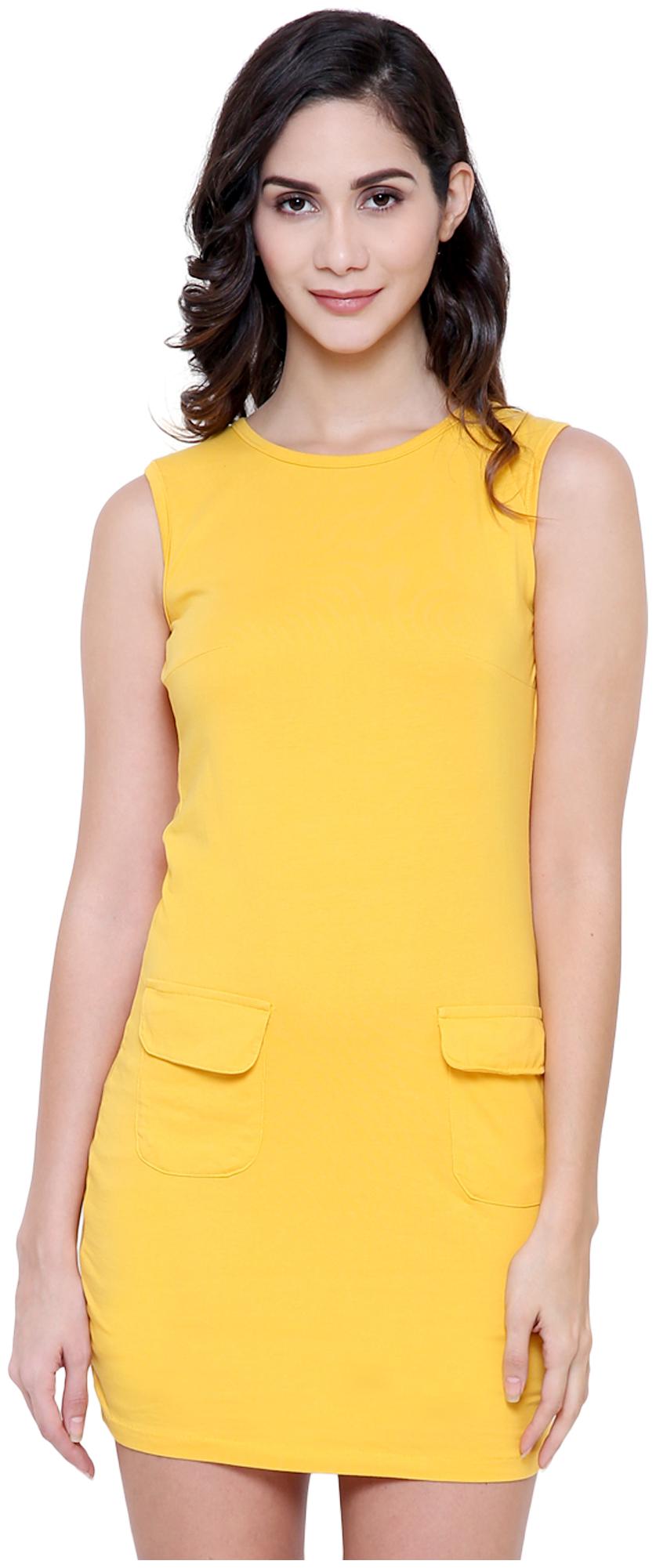 

COA Yellow Solid A-line dress
